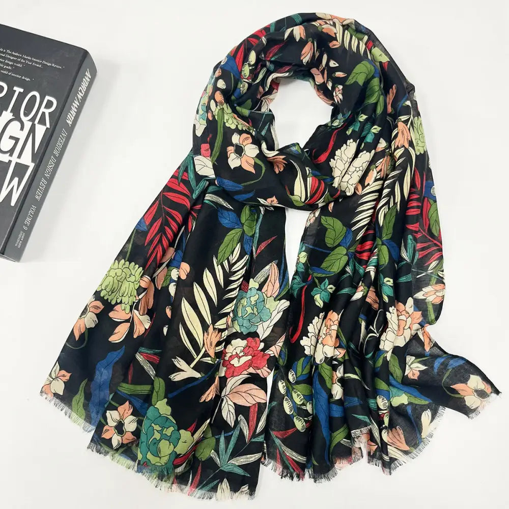 Ladies’ Premium Tassel Printed Shawl Long Summer Scarf - Tassel Scarf