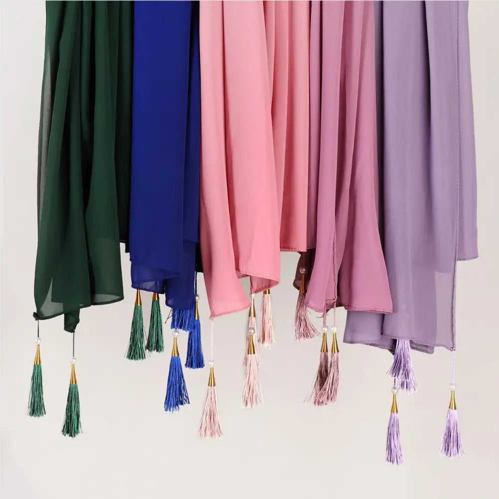 Long Tassel Chiffon Hijab