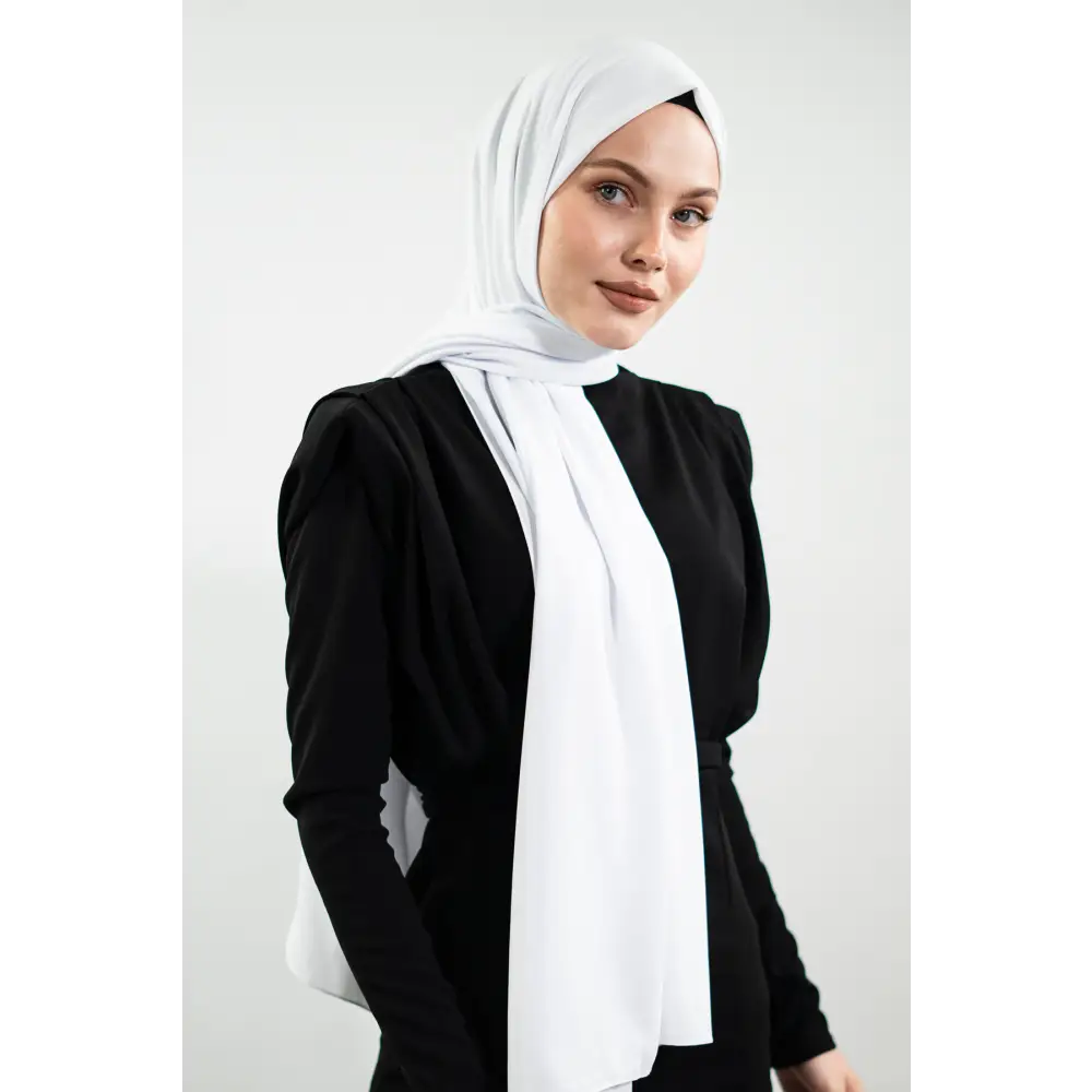 Madina Silk White Shawl - Hijab
