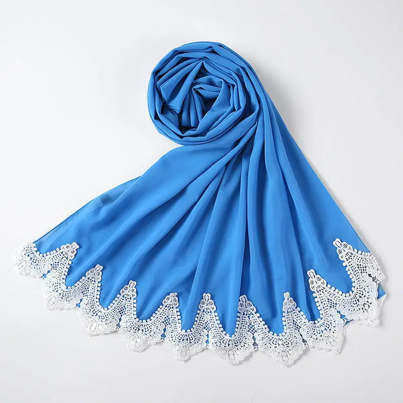 Malaysian Pearl Chiffon Scarf Stitching Lace Scarf - 12 Style - Chiffon scarf
