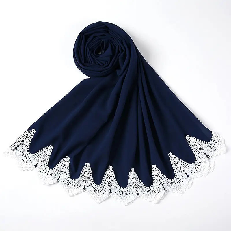 Malaysian Pearl Chiffon Scarf Stitching Lace Scarf - 13 Style - Chiffon scarf