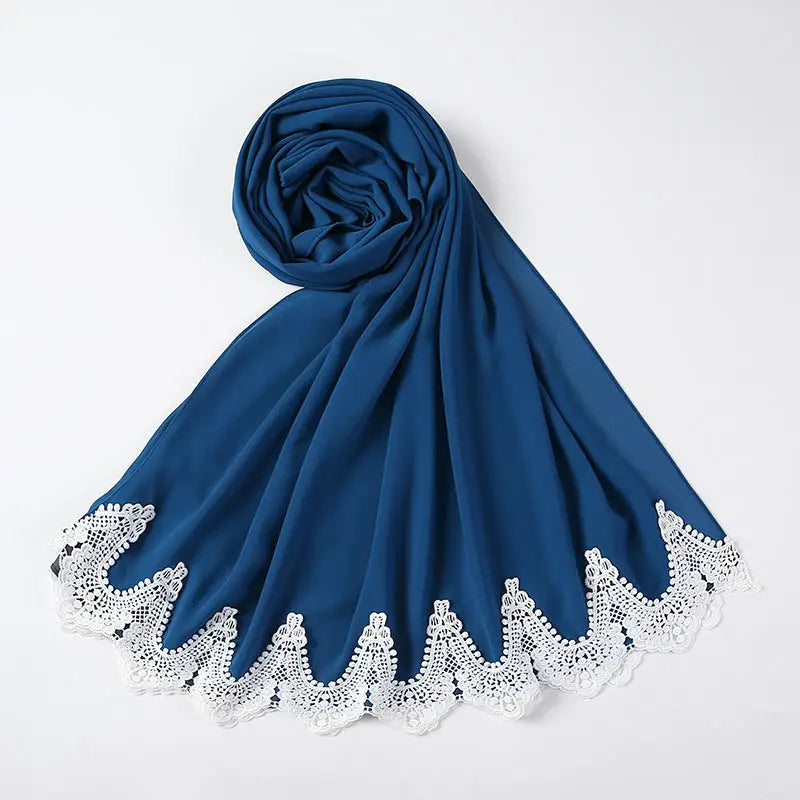 Malaysian Pearl Chiffon Scarf Stitching Lace Scarf - 14 Style - Chiffon scarf