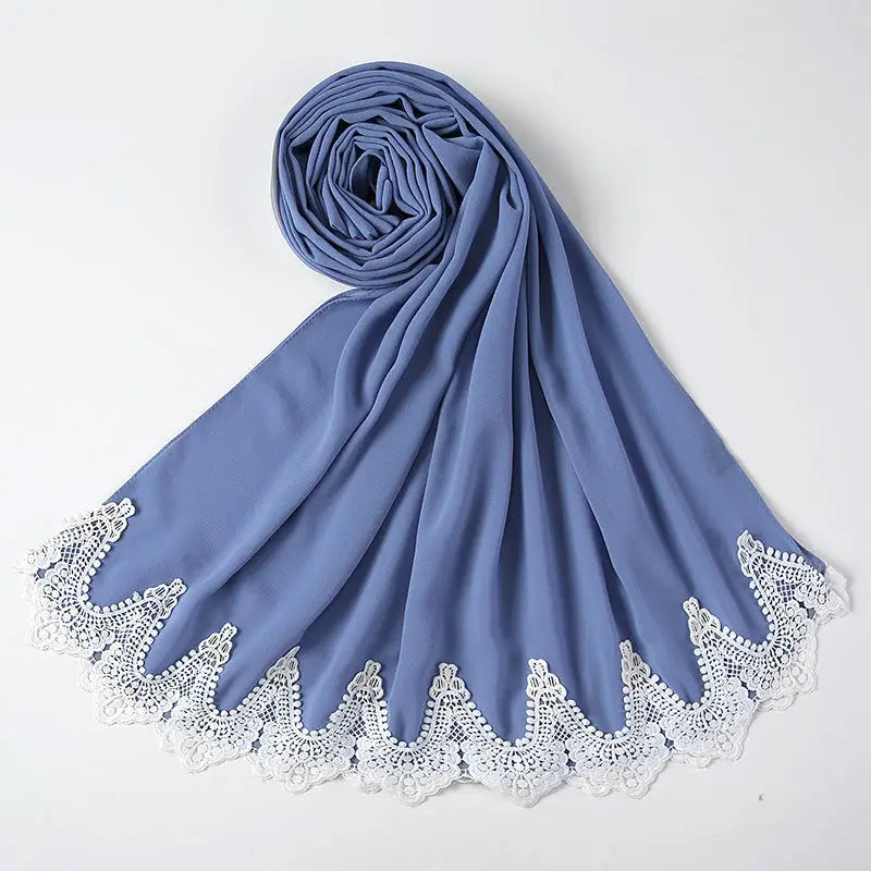 Malaysian Pearl Chiffon Scarf Stitching Lace Scarf - 16 Style - Chiffon scarf