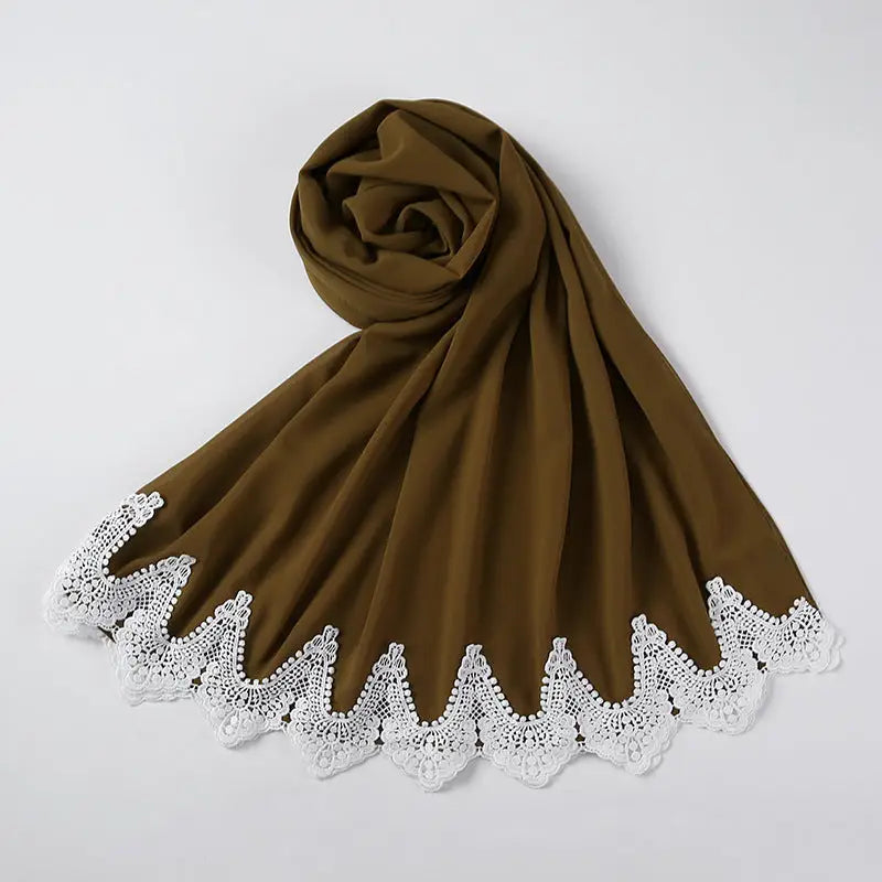 Malaysian Pearl Chiffon Scarf Stitching Lace Scarf - 5 Style - Chiffon scarf