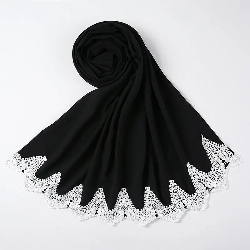 Malaysian Pearl Chiffon Scarf Stitching Lace Scarf - 9 Style - Chiffon scarf