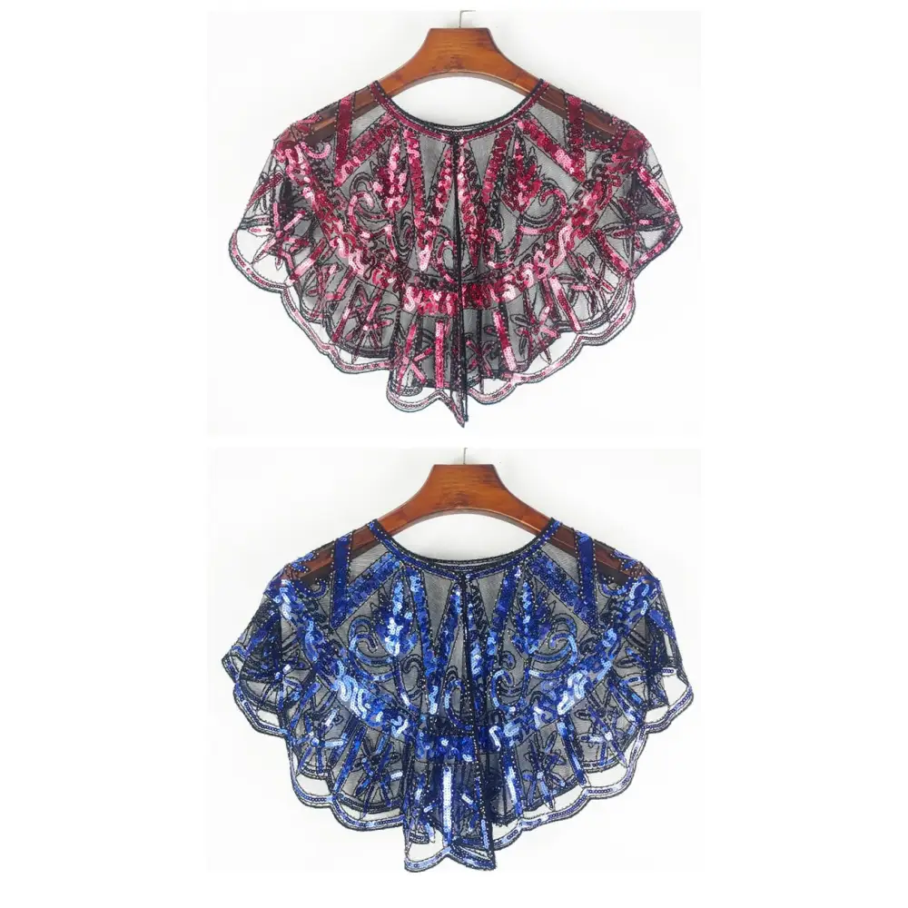 Mesh Beads Sequined Shawl Cape Coat For Women