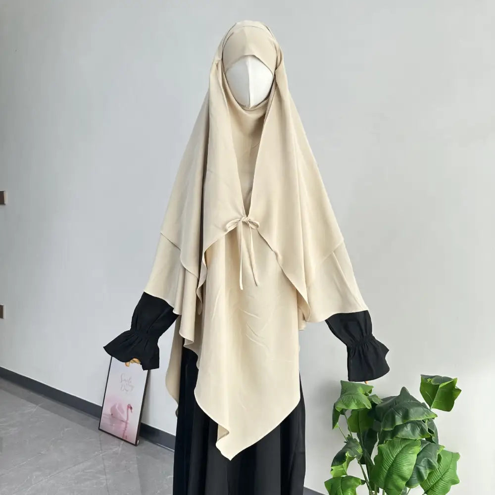 Middle Eastern Double-layer Headscarf - Apricot / Free Size