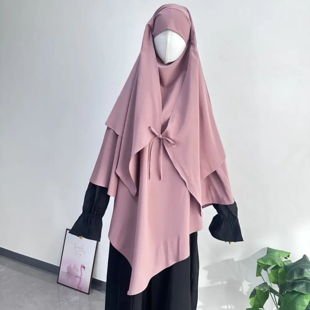 Middle Eastern Double-layer Headscarf - Carmine / Free Size