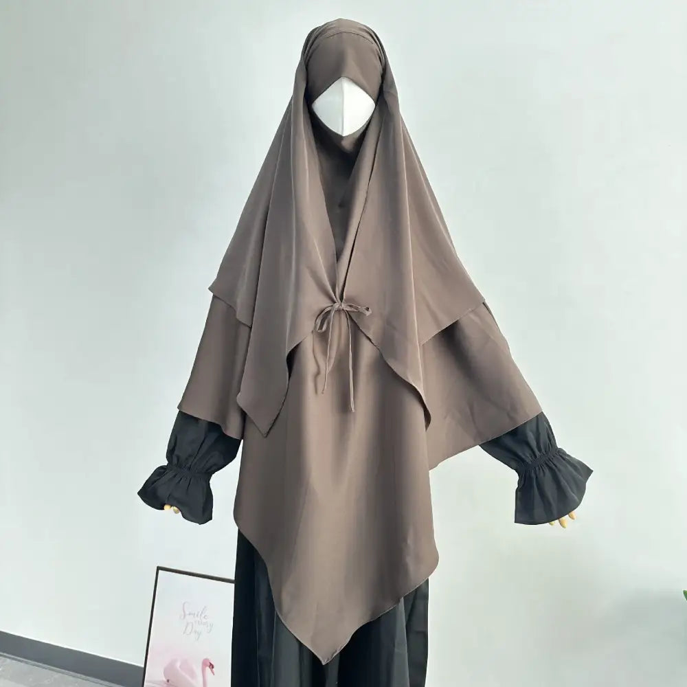 Middle Eastern Double-layer Headscarf - Dark Coffee / Free Size