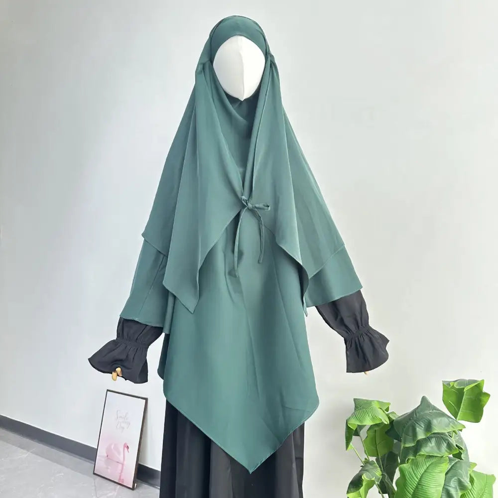 Middle Eastern Double-layer Headscarf - Dark Green / Free Size