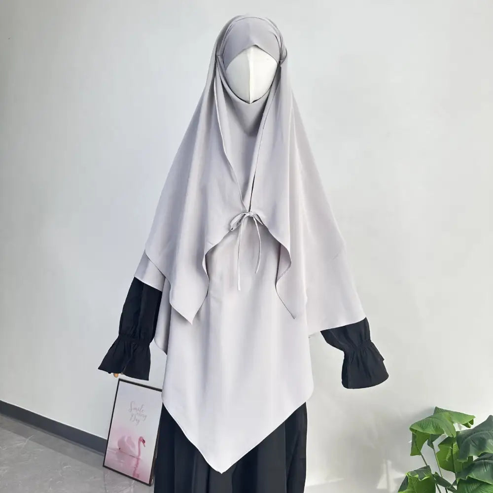 Middle Eastern Double-layer Headscarf - Gray / Free Size