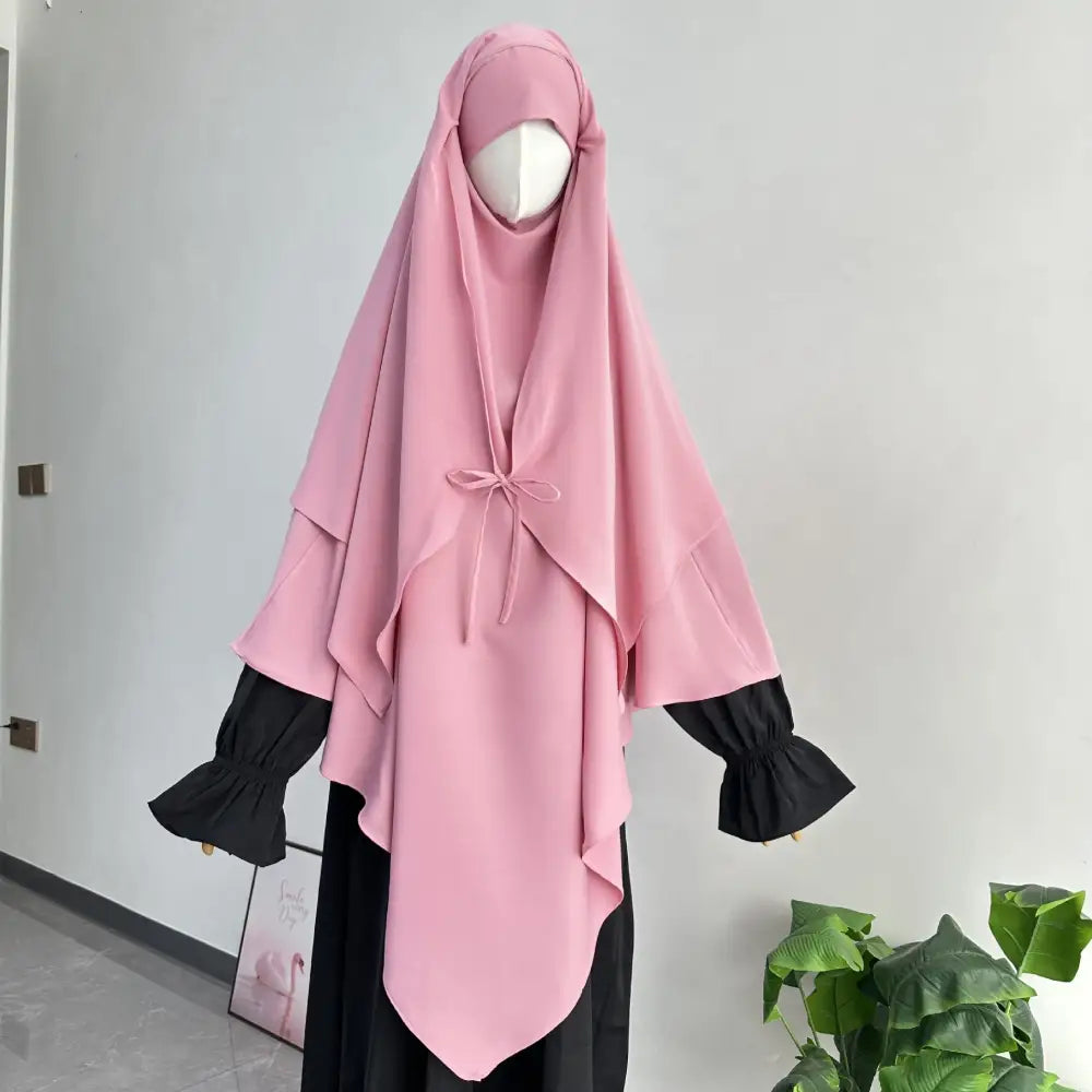 Middle Eastern Double-layer Headscarf - Pink / Free Size