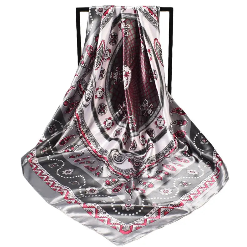 Minimalist Patterned Silk Satin Square Scarf