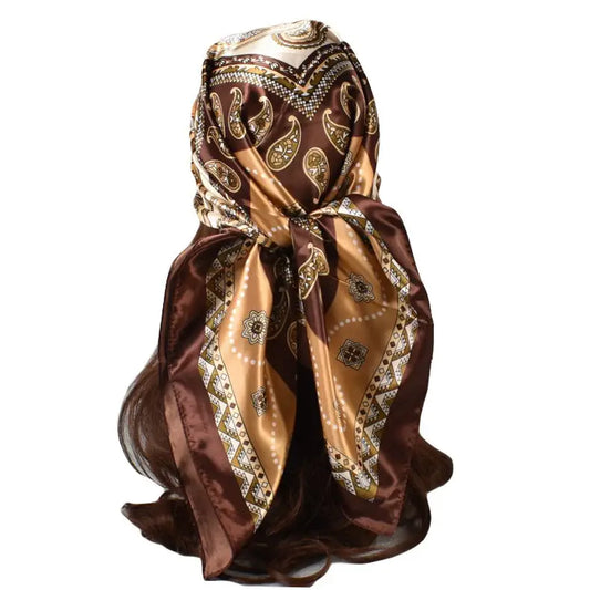 Minimalist Patterned Silk Satin Square Scarf