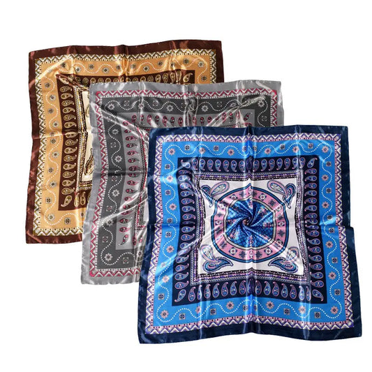 Minimalist Patterned Silk Satin Square Scarf