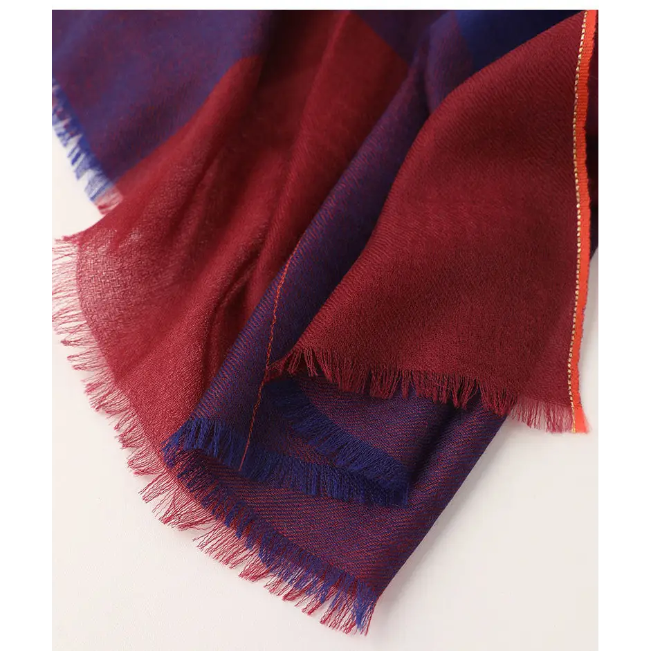 Multicolour Plaid Long Bib Luxury Cashmere Shawl