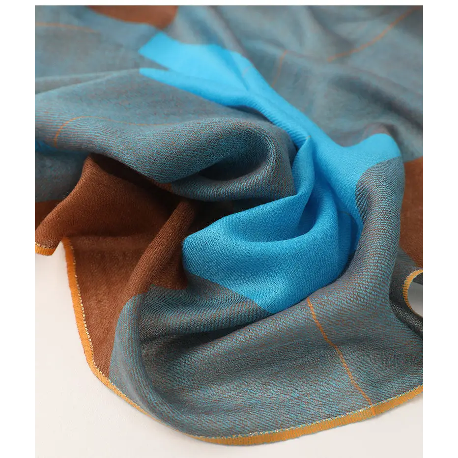 Multicolour Plaid Long Bib Luxury Cashmere Shawl
