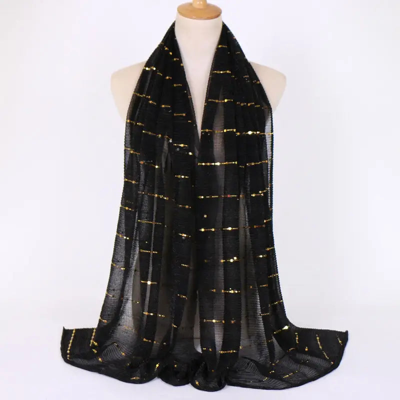 New Women’s Lamp Wick Silk Sequined Scarf - 23Style / 180x65cm