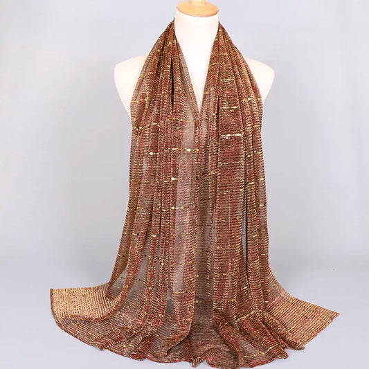 New Women’s Lamp Wick Silk Sequined Scarf