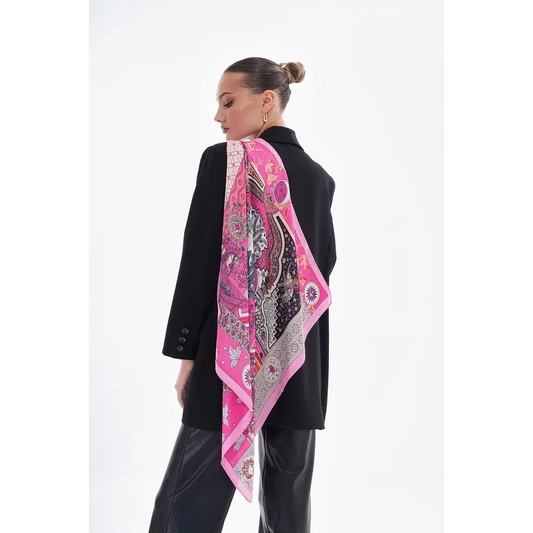 Patterned Bandana Scarf - Powder Pink