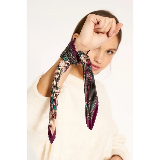 Pleated Purple Bandana Scarf