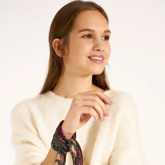 Pleated Purple Bandana Scarf | Hair & Neck Scarf | Made in Turkey