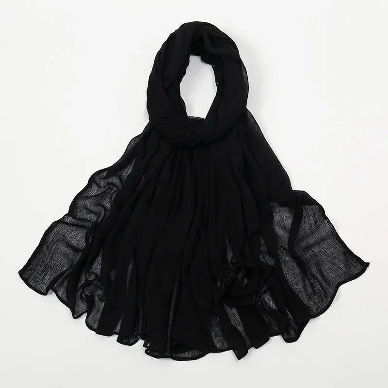Rayon Wrinkle Scarf Women’s Summer Scarf - 1 Black / 180cm - Long hijab