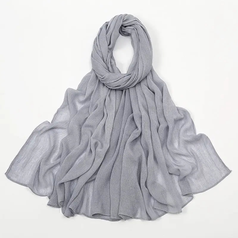 Rayon Wrinkle Scarf Women’s Summer Scarf - 10 Gray And Blue / 180cm - Long hijab