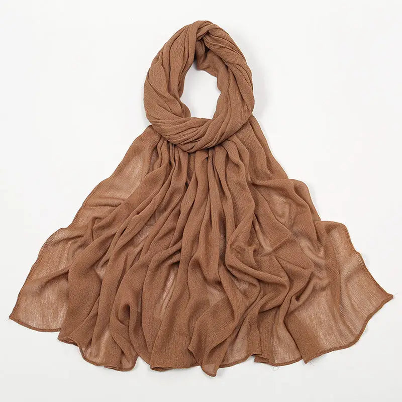 Rayon Wrinkle Scarf Women’s Summer Scarf - 13 Deep Camel / 180cm - Long hijab