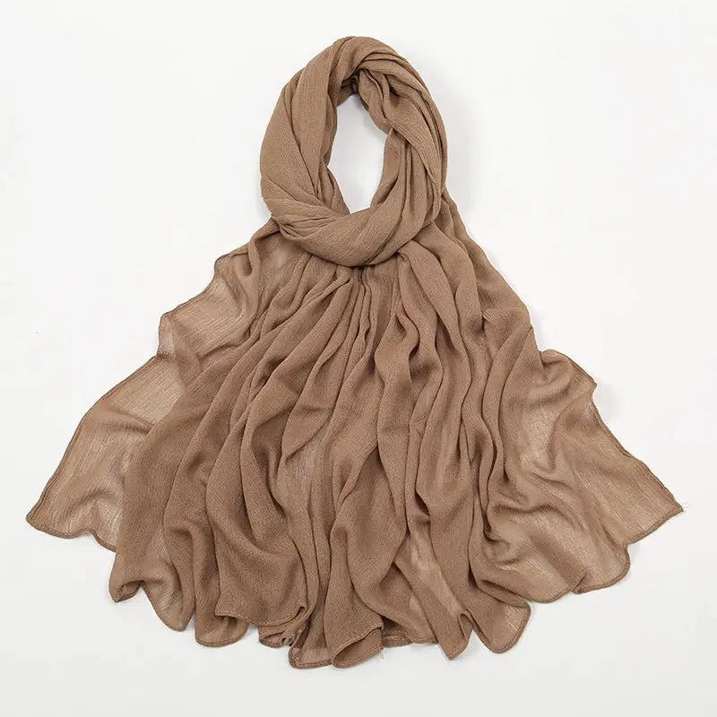 Rayon Wrinkle Scarf Women’s Summer Scarf - 14 Camel / 180cm - Long hijab