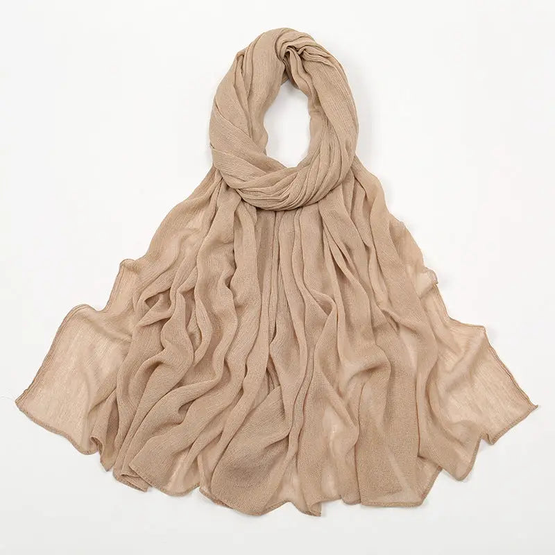 Rayon Wrinkle Scarf Women’s Summer Scarf - 15 Light Camel / 180cm - Long hijab