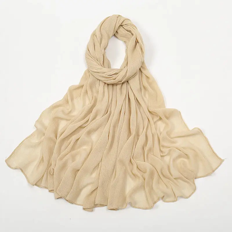 Rayon Wrinkle Scarf Women’s Summer Scarf - 16 Beige / 180cm - Long hijab