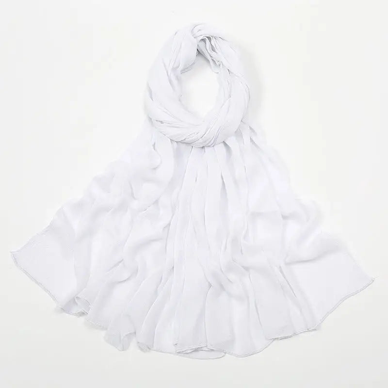 Rayon Wrinkle Scarf Women’s Summer Scarf - 18 Pure White / 180cm - Long hijab