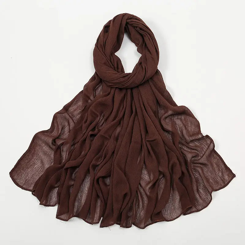 Rayon Wrinkle Scarf Women’s Summer Scarf - 19 Coffee / 180cm - Long hijab