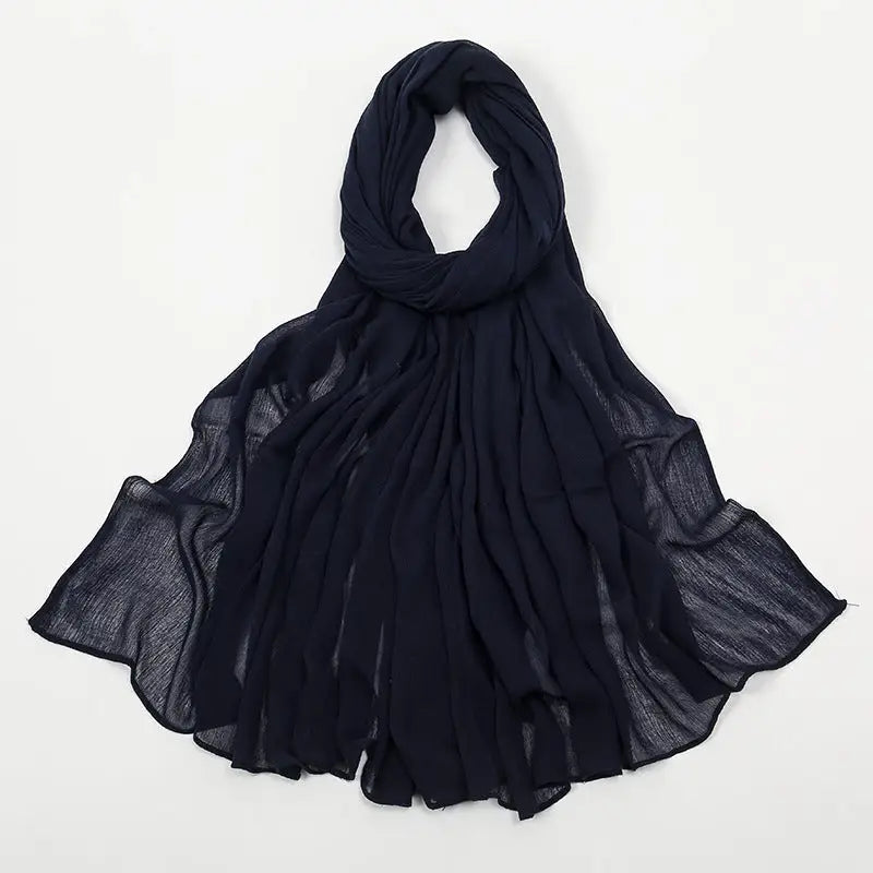 Rayon Wrinkle Scarf Women’s Summer Scarf - 2 Navy Blue / 180cm - Long hijab
