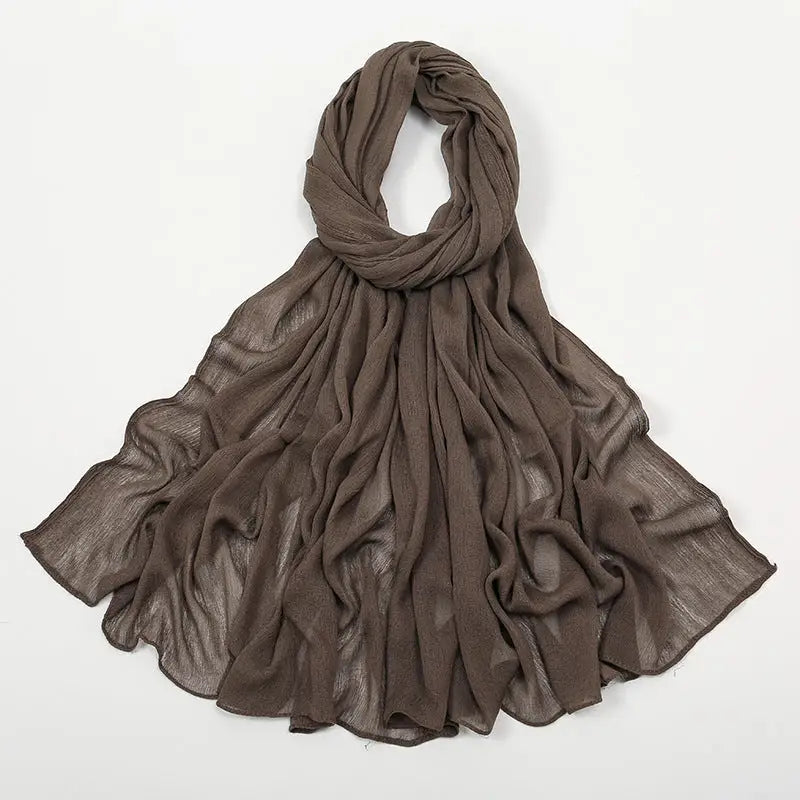 Rayon Wrinkle Scarf Women’s Summer Scarf - 20 Deep Khaki / 180cm - Long hijab