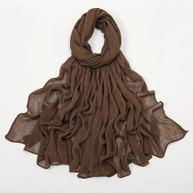 Rayon Wrinkle Scarf Women’s Summer Scarf - 21 Brown / 180cm - Long hijab