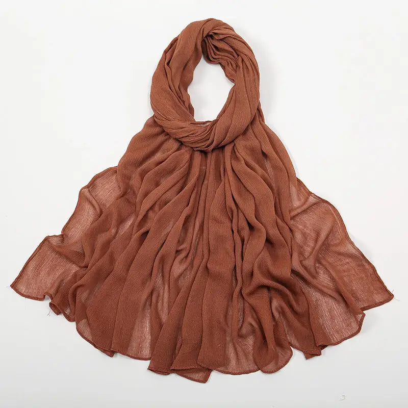 Rayon Wrinkle Scarf Women’s Summer Scarf - 23 Caramel / 180cm - Long hijab