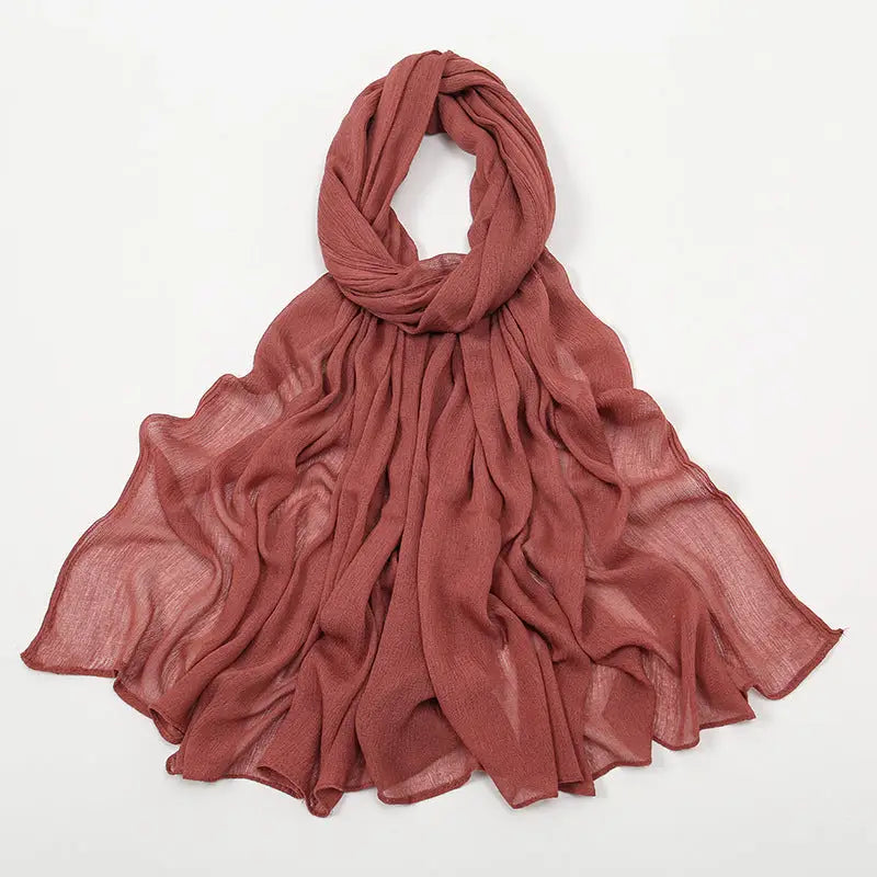 Rayon Wrinkle Scarf Women’s Summer Scarf - 24 Cameo Brown / 180cm - Long hijab