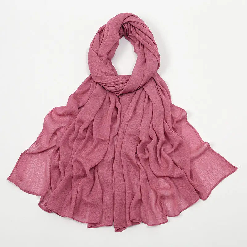 Rayon Wrinkle Scarf Women’s Summer Scarf - 25 Leather Red / 180cm - Long hijab