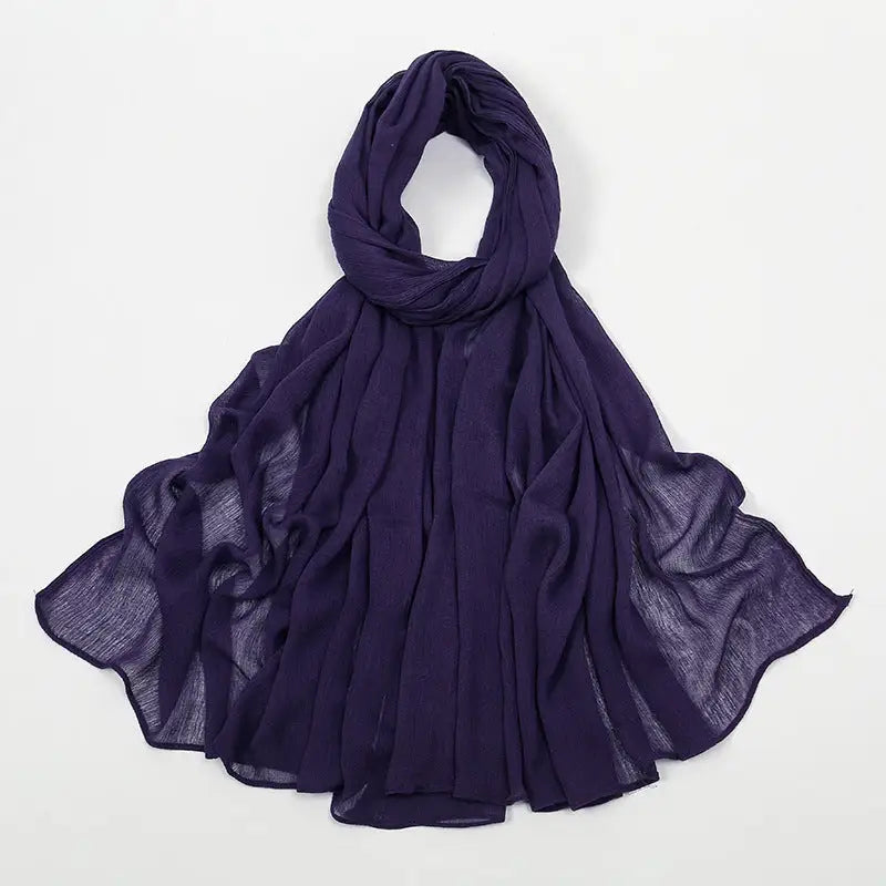 Rayon Wrinkle Scarf Women’s Summer Scarf - 30 Dark Purple / 180cm - Long hijab