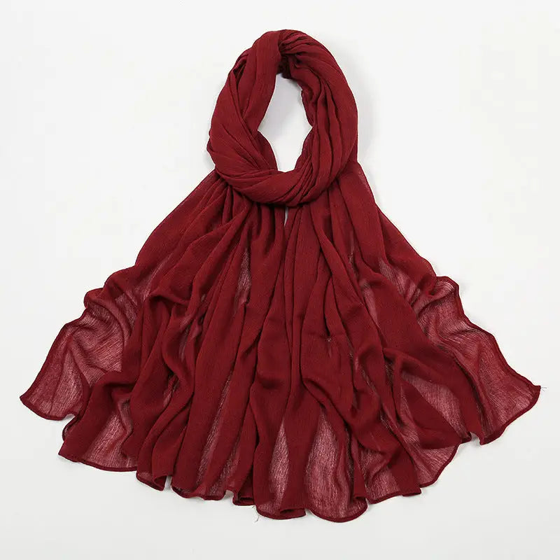 Rayon Wrinkle Scarf Women’s Summer Scarf - 32 Wine Red / 180cm - Long hijab