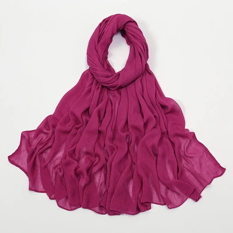 Rayon Wrinkle Scarf Women’s Summer Scarf - 34 Purple Rose Red / 180cm - Long hijab