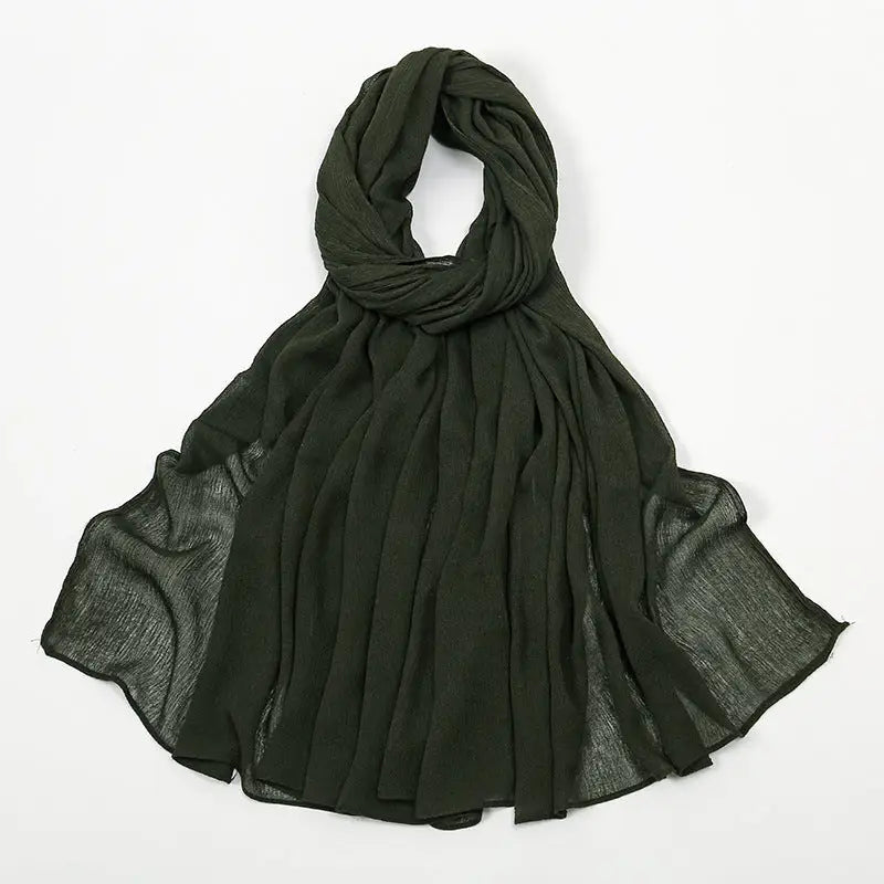 Rayon Wrinkle Scarf Women’s Summer Scarf - 36 Dark Green / 180cm - Long hijab