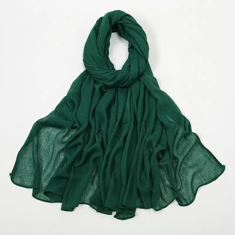 Rayon Wrinkle Scarf Women’s Summer Scarf - 37 Dark Green / 180cm - Long hijab