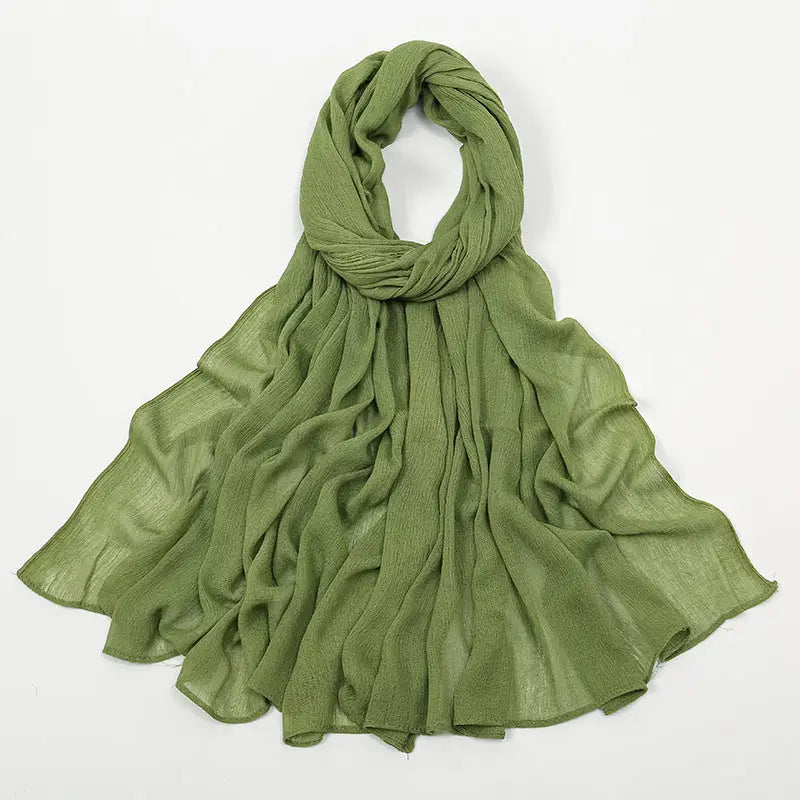 Rayon Wrinkle Scarf Women’s Summer Scarf - 39 Grass Green / 180cm - Long hijab