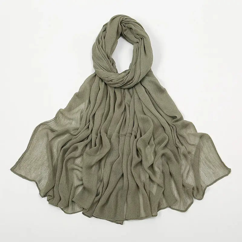 Rayon Wrinkle Scarf Women’s Summer Scarf - 40 Olive Gray / 180cm - Long hijab