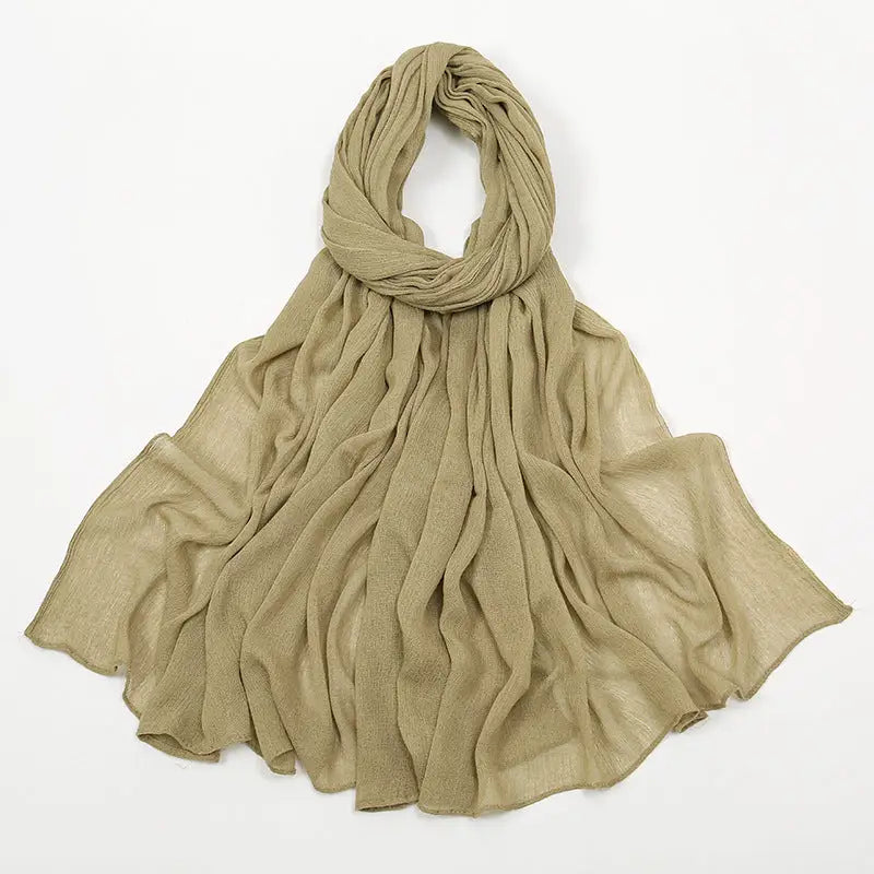 Rayon Wrinkle Scarf Women’s Summer Scarf - 41 White Tea Green / 180cm - Long hijab