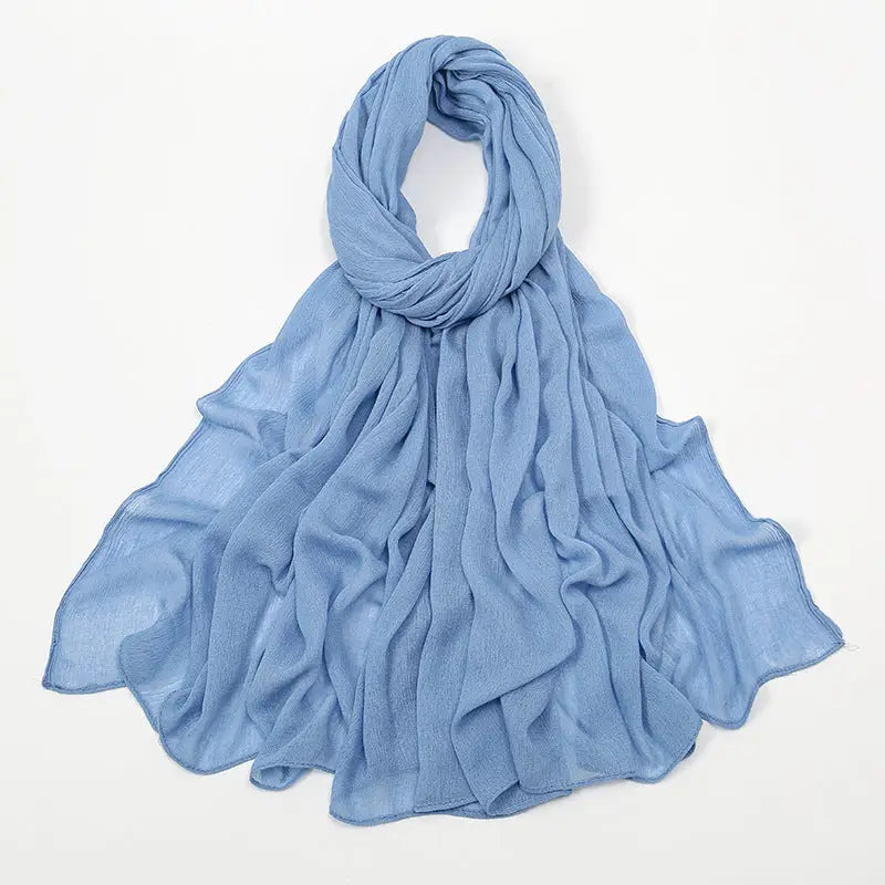 Rayon Wrinkle Scarf Women’s Summer Scarf - 5 Denim Blue / 180cm - Long hijab