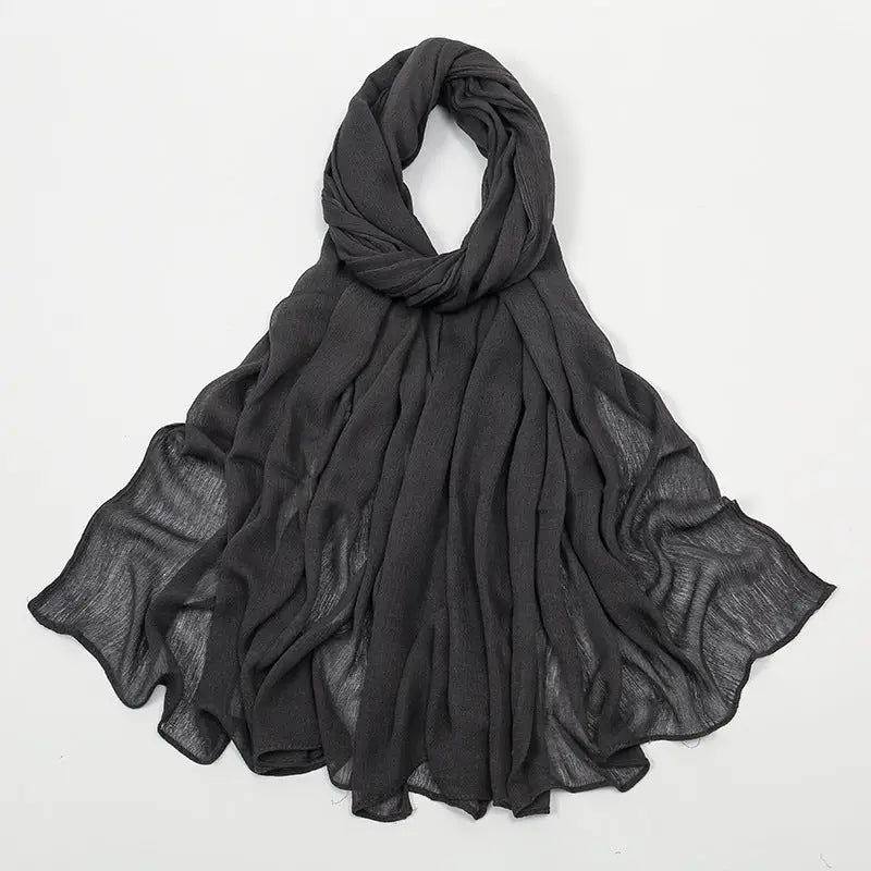 Rayon Wrinkle Scarf Women’s Summer Scarf - 7 Dark Gray / 180cm - Long hijab
